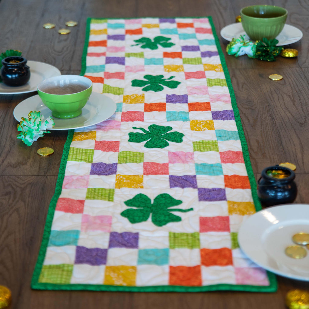 Shamrocks Rainbow Table Runner Precut Quilt Kit Block Party Quilt Co