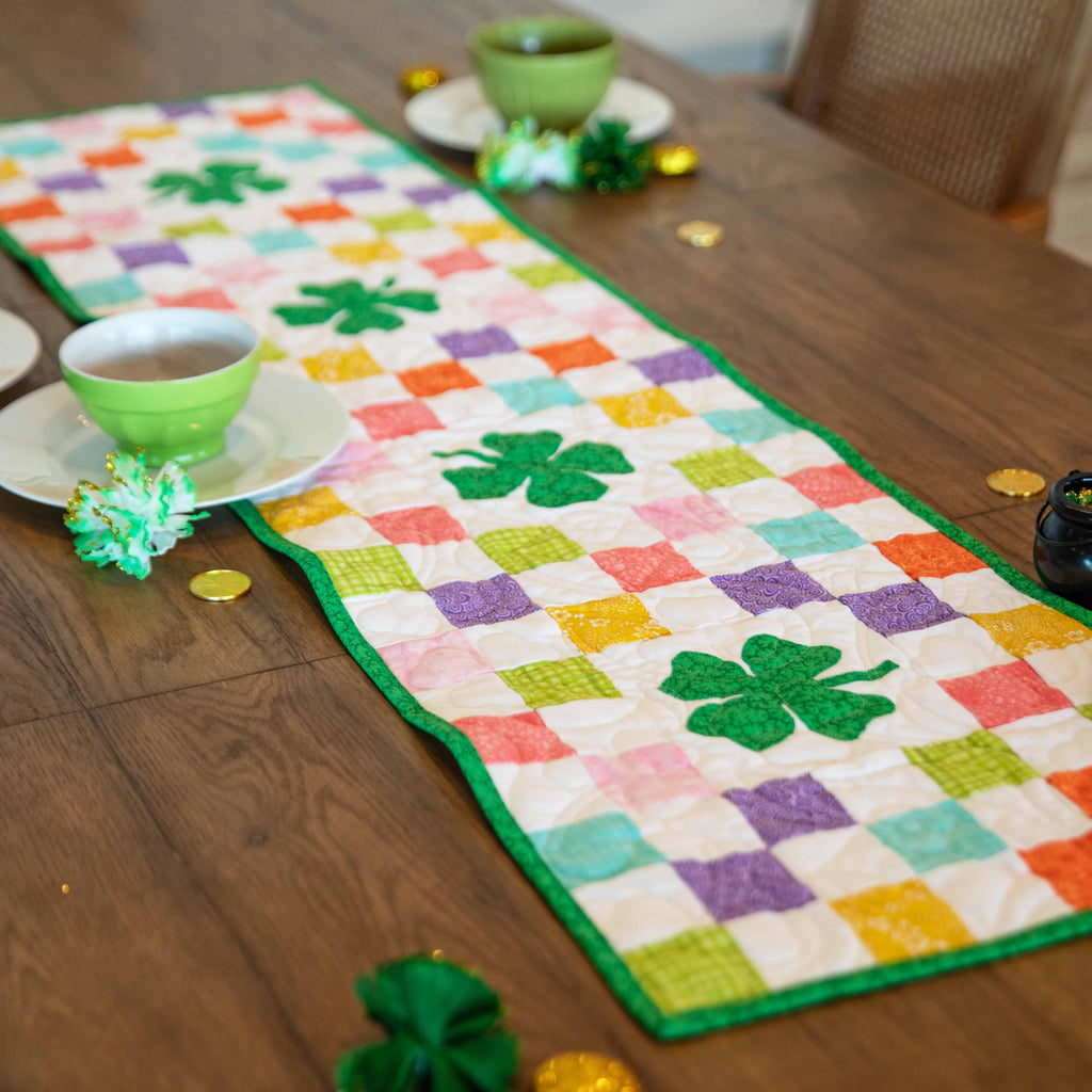 Shamrocks Rainbow Table Runner Precut Quilt Kit Block Party Quilt Co