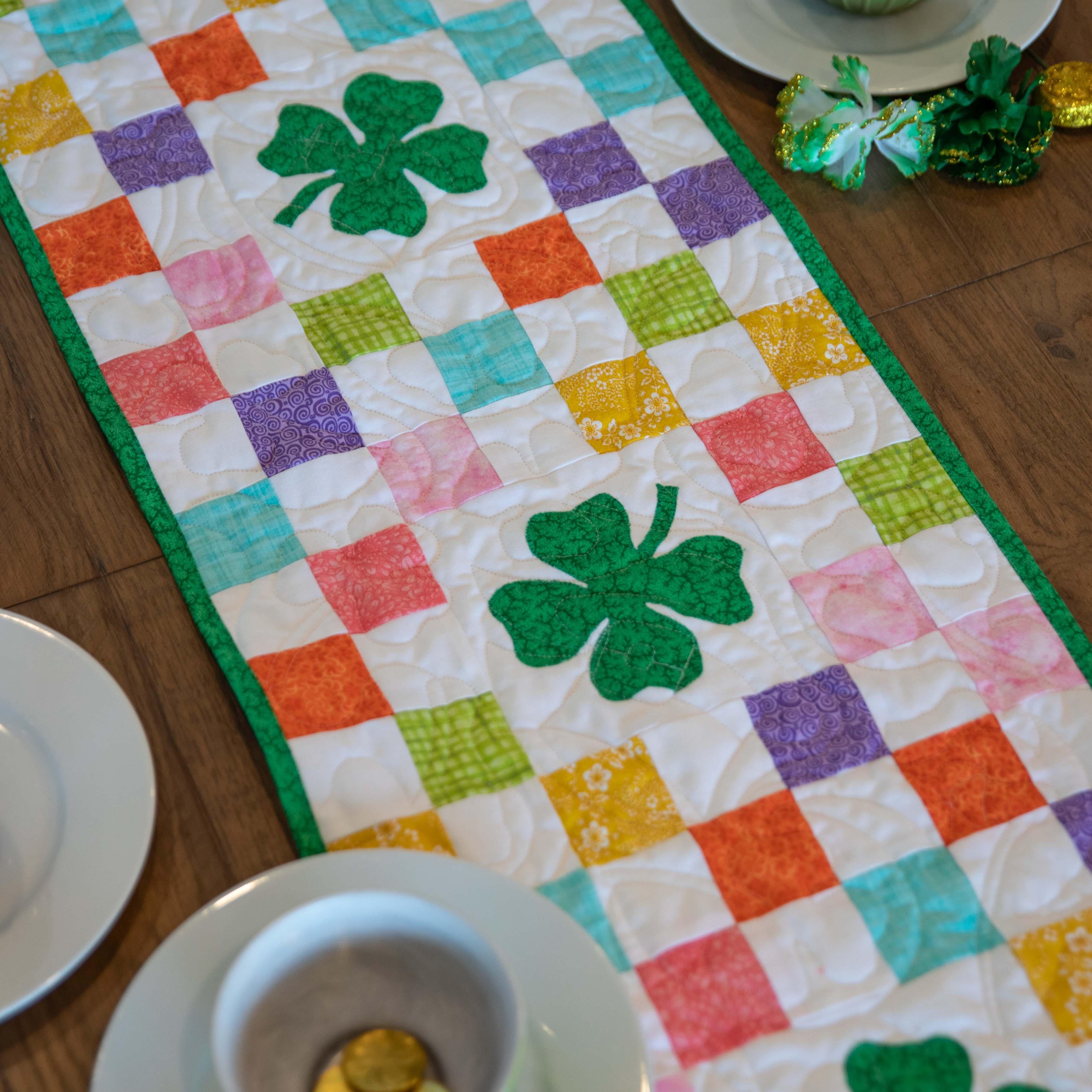 Shamrocks Rainbow Table Runner Precut Quilt Kit Block Party Quilt Co