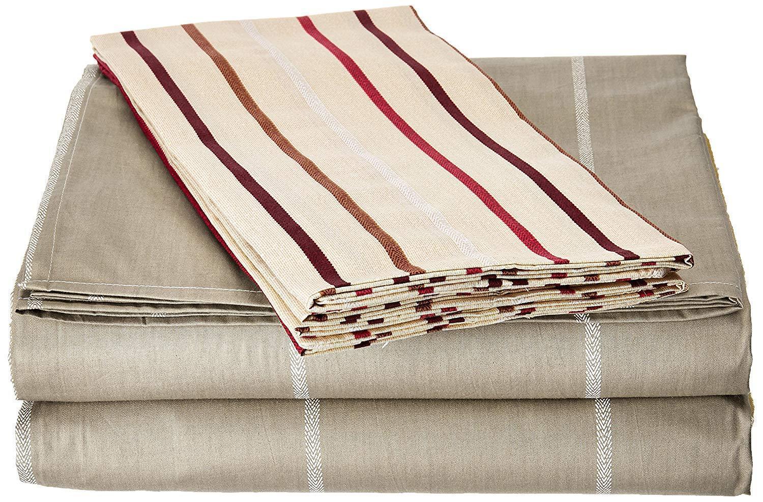 DaDa Bedding Multi White Grey Striped Fitted & Flat Sheets w/ Pillow Cases Set (FSFS8293) DaDalogy Bedding Collection