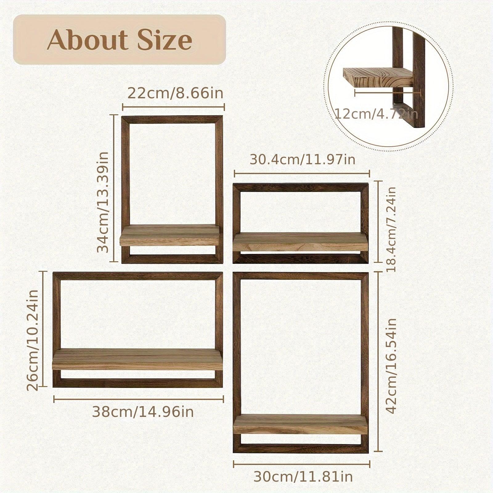 S Wooden Wall Shelf Set - Modern Floating Shelves for Living Room Decor, Frame Display Boxes, No... - House Of Avana