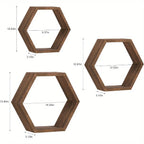 Set of Hexagon Floating Shelves Farmhouse Honeycomb Wall Storage Shelf Wood Display Hexagonal Shelves... - House Of Avana