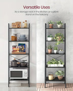 5-tier Ladder Shelf, Storage Rack Bookcase with Steel Frame for Living Room, Home Office, Kitchen,... - House Of Avana