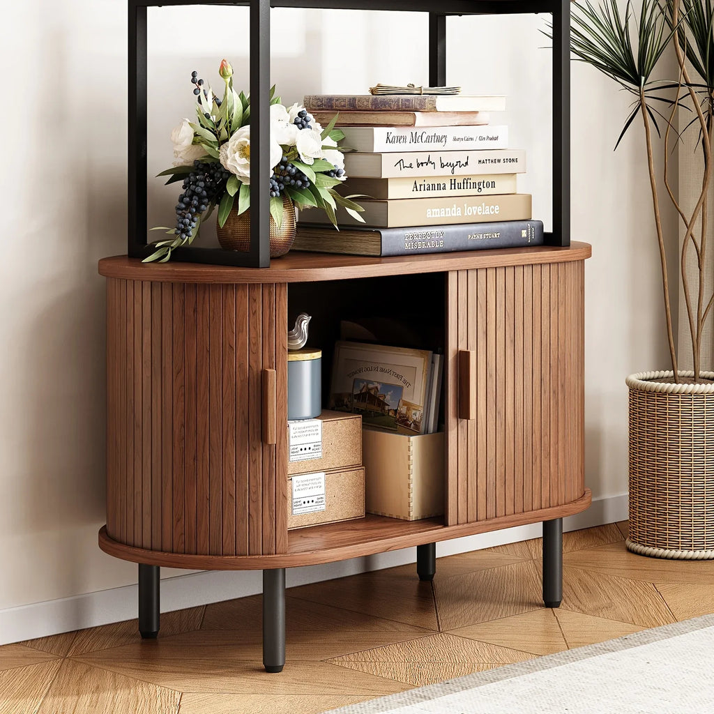 4-tier Open Bookshelf Inch High Floor Standing Display Bookcase Storage Rack with Storage Cabinets... - House Of Avana