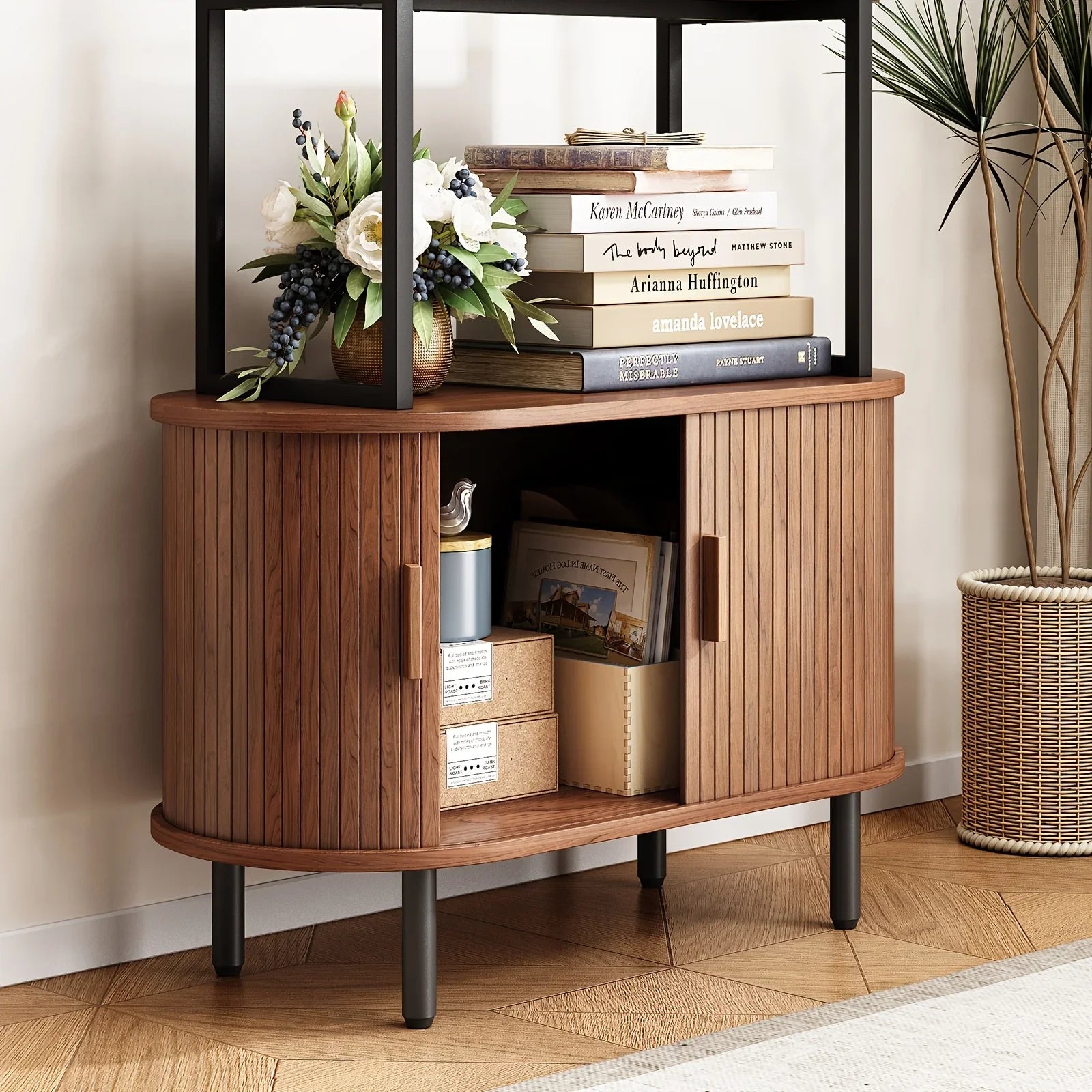 4-tier Open Bookshelf Inch High Floor Standing Display Bookcase Storage Rack with Storage Cabinets... - House Of Avana