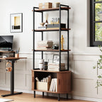 4-tier Open Bookshelf Inch High Floor Standing Display Bookcase Storage Rack with Storage Cabinets... - House Of Avana
