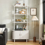 4-tier Open Bookshelf Inch High Floor Standing Display Bookcase Storage Rack with Storage Cabinets... - House Of Avana