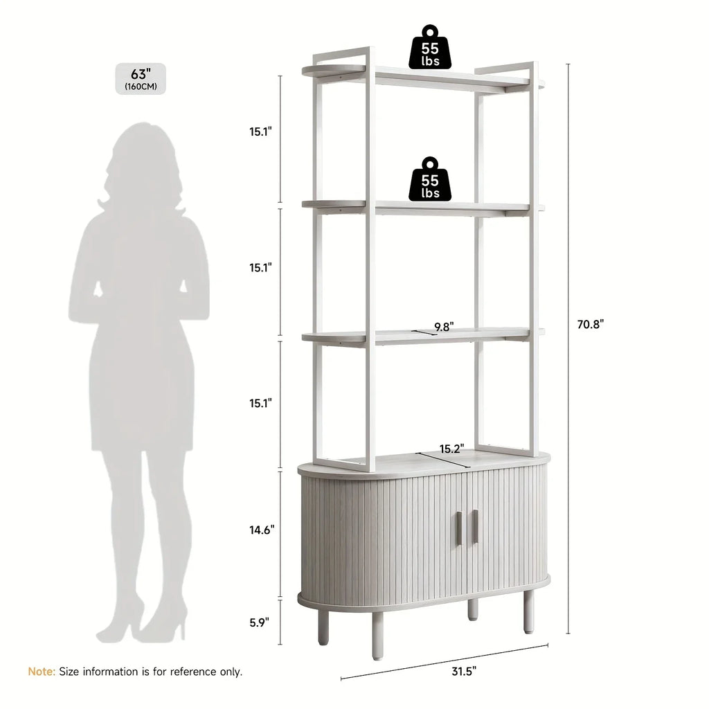 4-tier Open Bookshelf Inch High Floor Standing Display Bookcase Storage Rack with Storage Cabinets... - House Of Avana