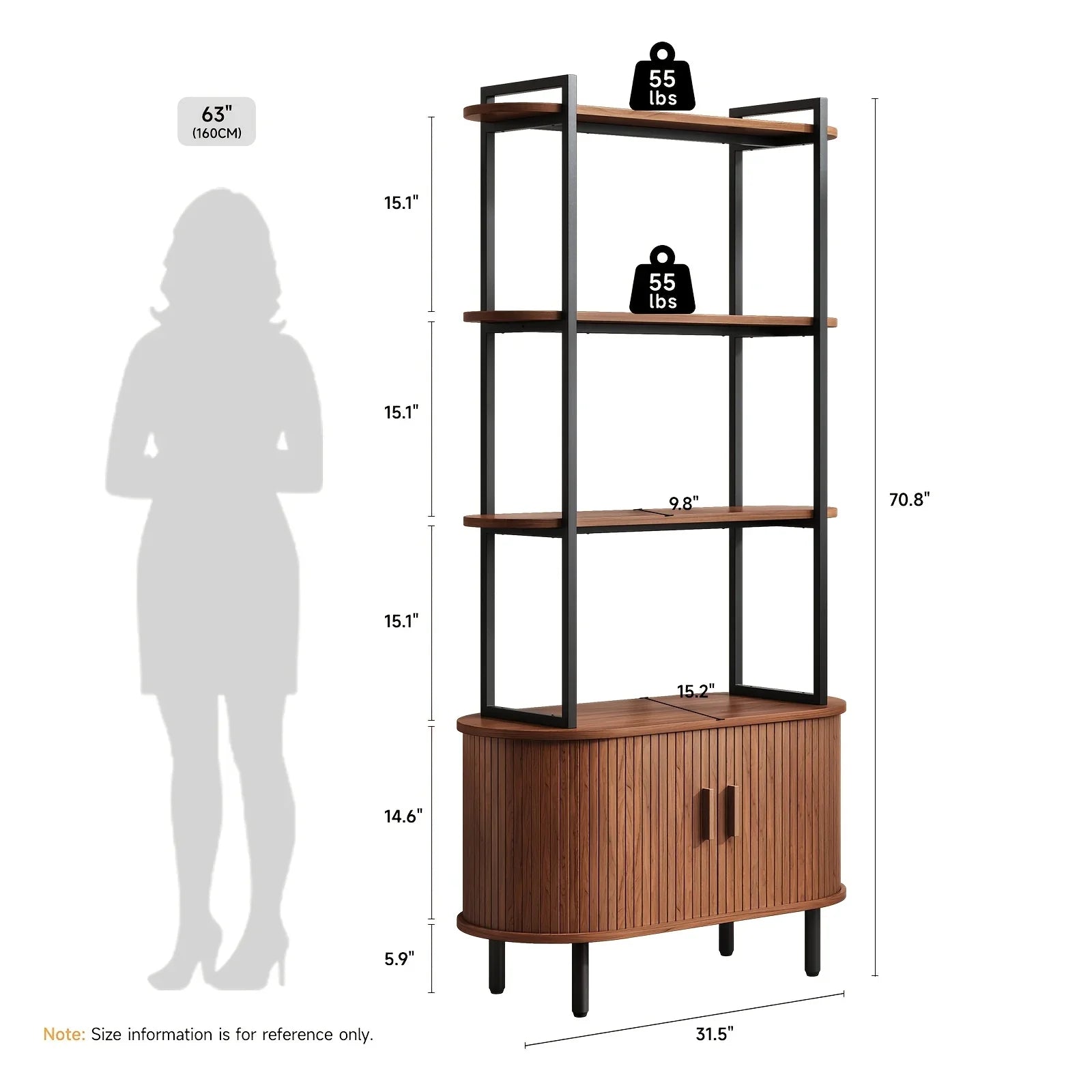 4-tier Open Bookshelf Inch High Floor Standing Display Bookcase Storage Rack with Storage Cabinets... - House Of Avana