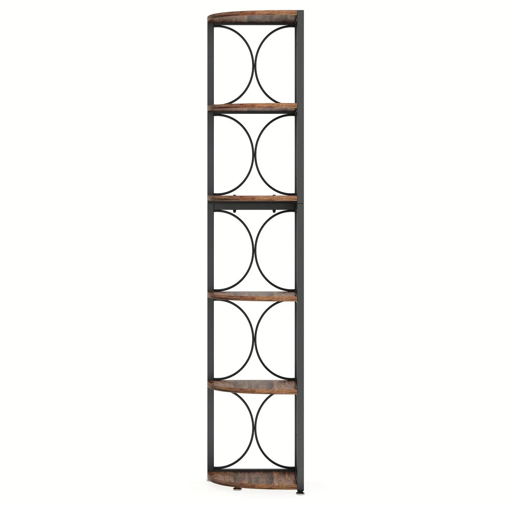 170.18cm Tall Heavy-duty Metal Corner Bookshelf - Space-saving 6-tier Storage Shelf, Sturdy Floor... - House Of Avana