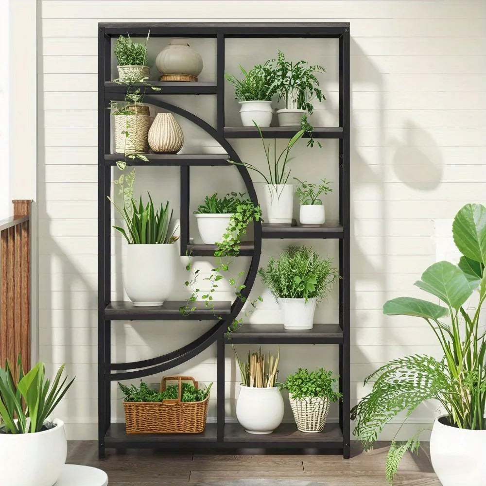 Bookshelf Industrial Tier Etagere Bookcase, Freestanding Tall Bookshelves Display Shelf Storage... - House Of Avana
