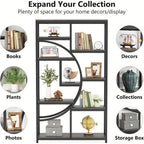Bookshelf Industrial Tier Etagere Bookcase, Freestanding Tall Bookshelves Display Shelf Storage... - House Of Avana