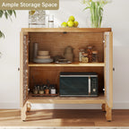 Accent Cabinet with Storage, Buffet Cabinet with Carved Doors, Solid Wood Sideboard Buffet with... - House Of Avana