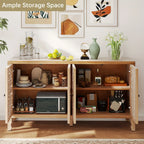 Accent Cabinet with Storage, Buffet Cabinet with Carved Doors, Solid Wood Sideboard Buffet with... - House Of Avana