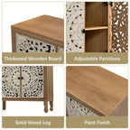 Accent Cabinet with Storage, Buffet Cabinet with Carved Doors, Solid Wood Sideboard Buffet with... - House Of Avana