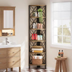 6-tier Corner Shelf, Industrial 70.9" Rustic Corner Bookshelf Display Shelf for Living Room, Wooden... - House Of Avana
