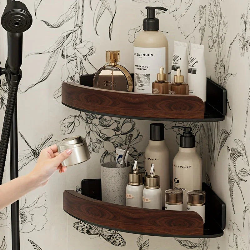 1-tier No-drill Wall-mounted Bathroom Corner Shelf - House Of Avana