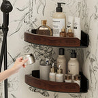 1-tier No-drill Wall-mounted Bathroom Corner Shelf - House Of Avana