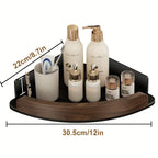 1-tier No-drill Wall-mounted Bathroom Corner Shelf - House Of Avana
