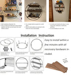 Round 3-tier Wood & Metal Floating Wall Shelf, texture detail - House Of Avana