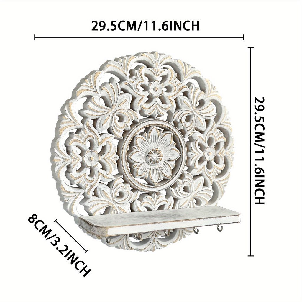 Shelf - Rustic Whitewashed Wood Wall, alternate view - House Of Avana