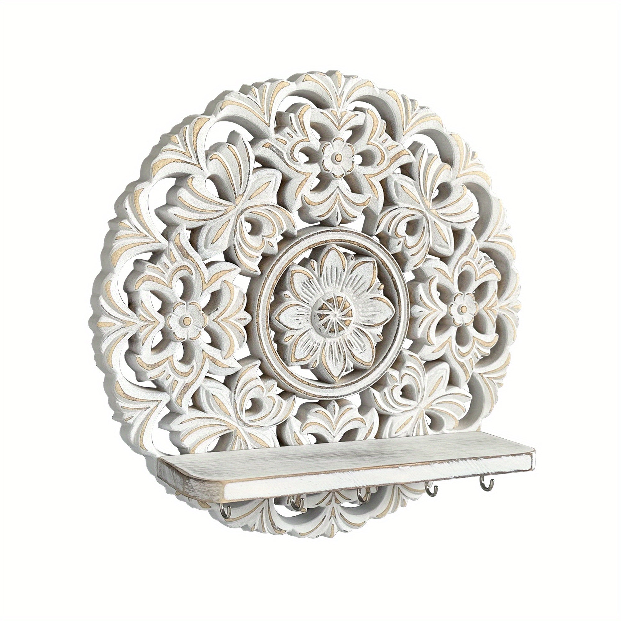 Shelf - Rustic Whitewashed Wood Wall, alternate view - House Of Avana