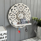 Shelf - Rustic Whitewashed Wood Wall, angled view - House Of Avana