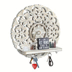 Shelf - Rustic Whitewashed Wood Wall, front view - House Of Avana