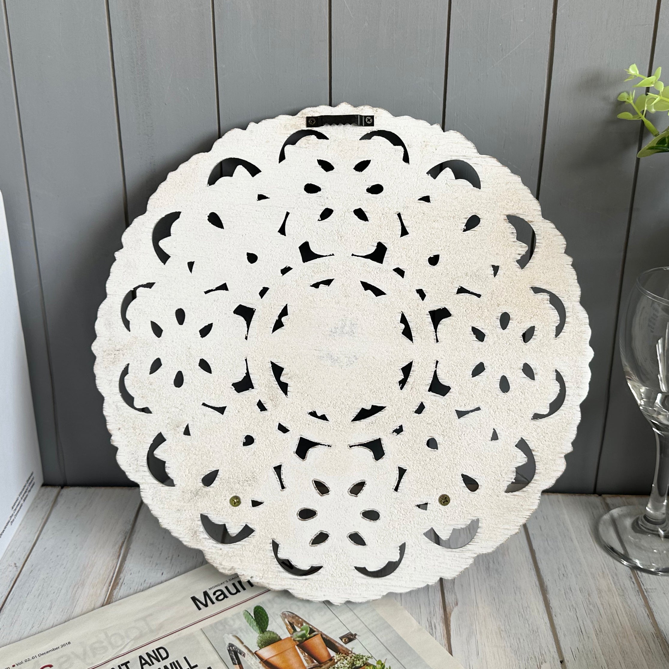 Shelf - Rustic Whitewashed Wood Wall, in-use display - House Of Avana