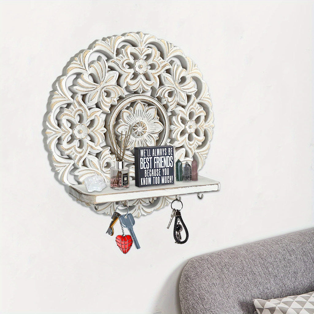 Shelf - Rustic Whitewashed Wood Wall, product packaging - House Of Avana