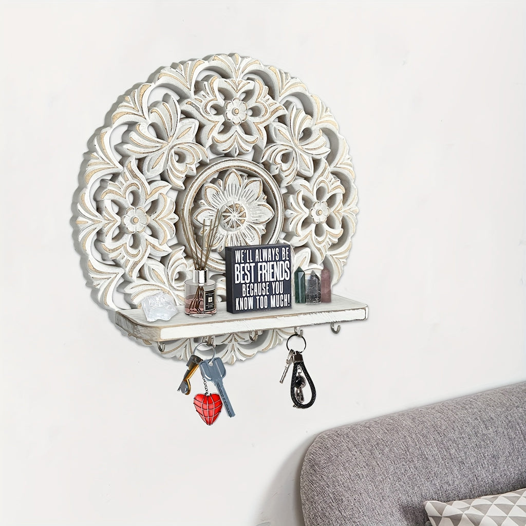 Shelf - Rustic Whitewashed Wood Wall, top view - House Of Avana