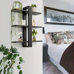 Shelf - 3-tier Walnut Wood, back view - House Of Avana