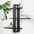 Shelf - 3-tier Walnut Wood, front view - House Of Avana