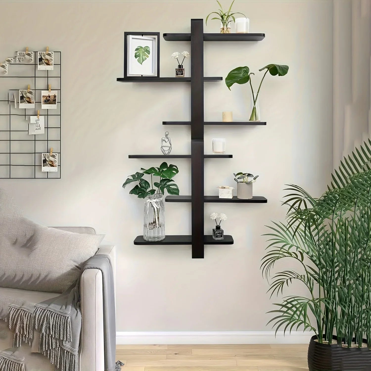Shelf - 3-tier Walnut Wood, top view - House Of Avana