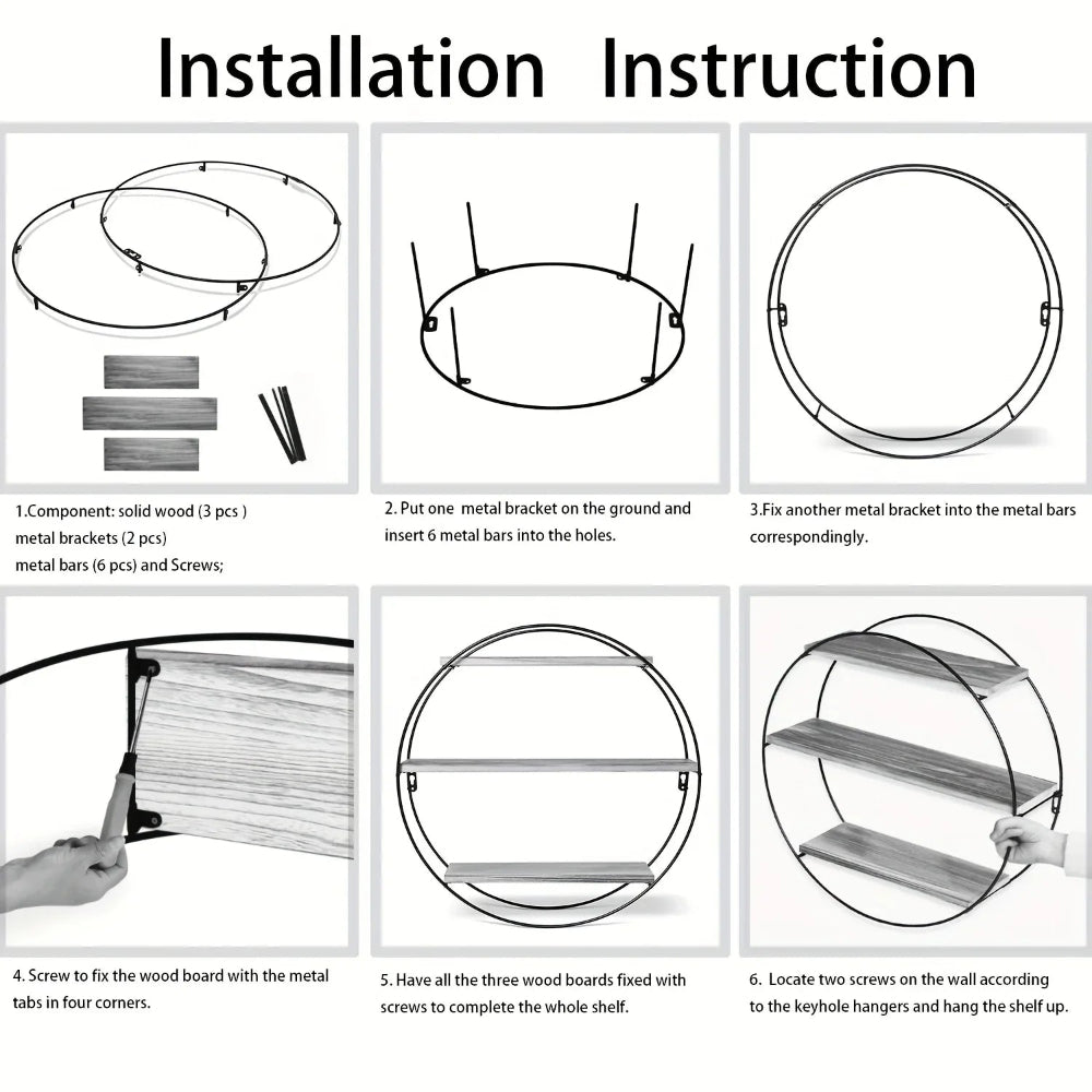 Wall Shelf - Floating Wood 3-tier, angled view - House Of Avana
