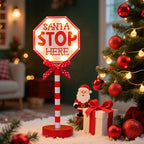 Shenzhi Tech Self-Lit Christmas LED Parking Sign Light with Santa Claus & "SANTA STOP HERE" Text - Outdoor/Indoor Tabletop Holiday Decoration, Plug-and-Play Button Control, Energy-Saving Smart for Porch, Garden, Home (Plastic House Of Avana