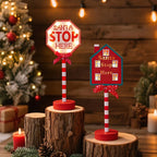 Shenzhi Tech Self-Lit Christmas LED Parking Sign Light with Santa Claus & "SANTA STOP HERE" Text - Outdoor/Indoor Tabletop Holiday Decoration, Plug-and-Play Button Control, Energy-Saving Smart for Porch, Garden, Home (Plastic House Of Avana