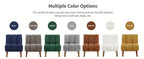 Color options chart showing the tufted sherpa chair in blue, flax gray, green, gray, orange, off-white, and yellow.