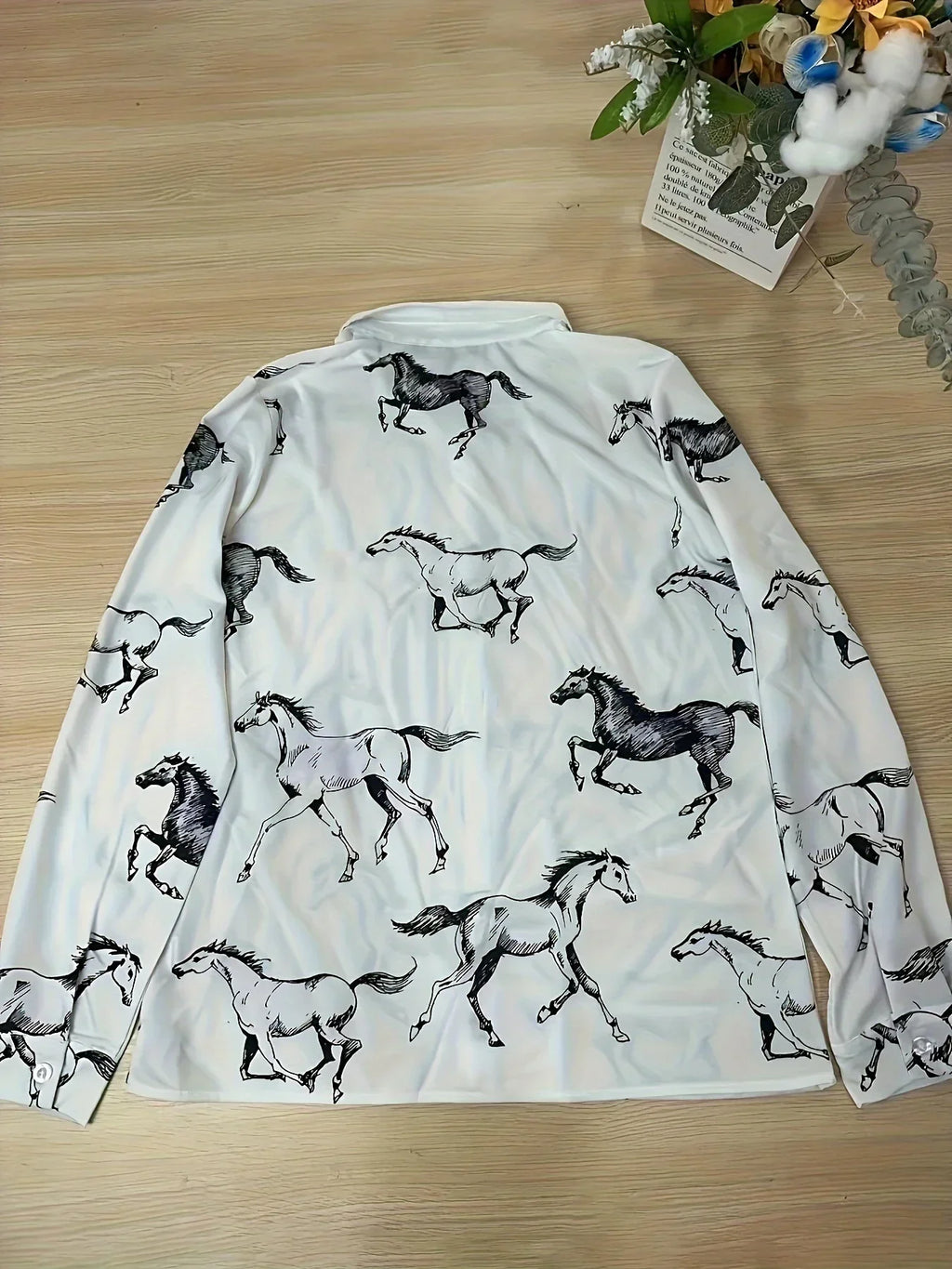Shirt - Cat Print Cotton Long-Sleeve