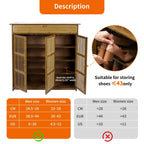 Shoes Rack Cabinet: Vintage Freestanding 4 Tier Shelves Shoe Storage Cabinet with 3 Hollow Doors Shoe Organizer Cabinet for Entryway, Closet, Hallway House Of Avana