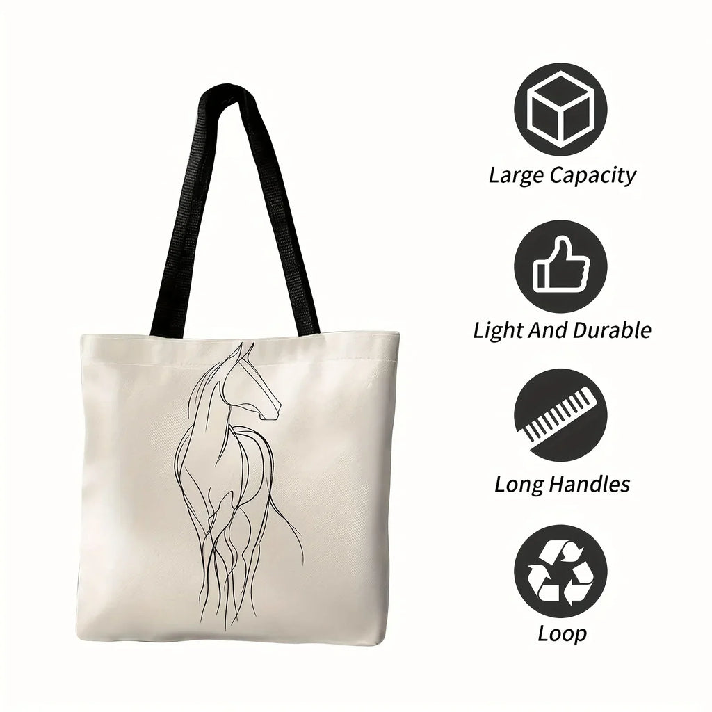 Shoulder Bag - Minimalist Equestrian Cotton Large