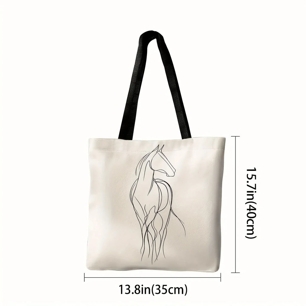 Shoulder Bag - Minimalist Equestrian Cotton Large