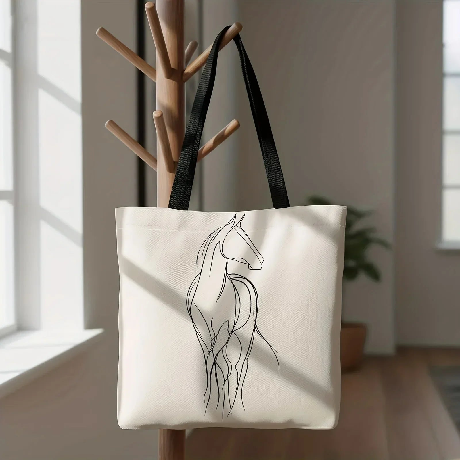 Shoulder Bag - Minimalist Equestrian Cotton Large