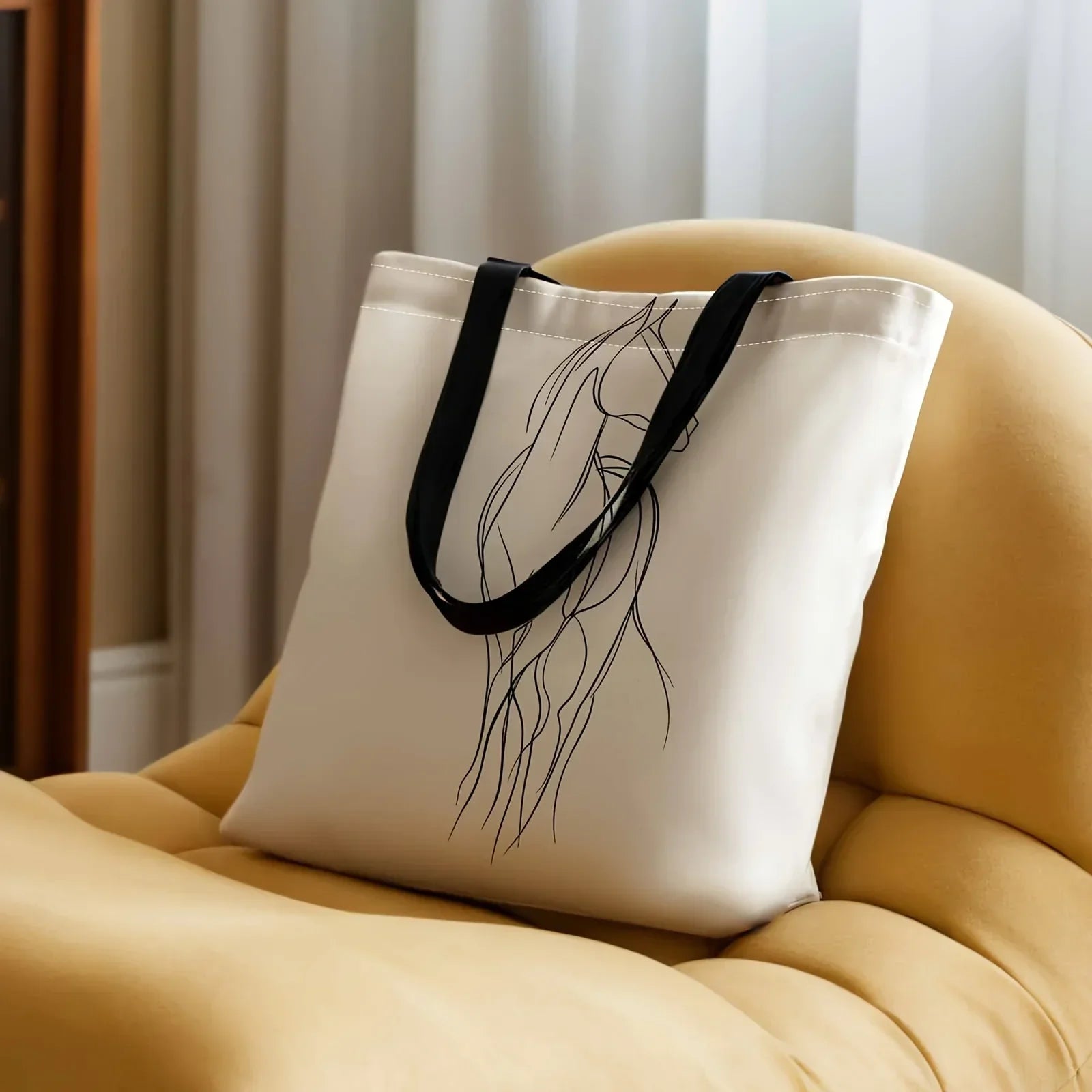 Shoulder Bag - Minimalist Equestrian Cotton Large