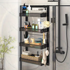 4-tier Shower Caddy - Over-the-door & Wall-mountable Organizer with Hooks, Dual-use (adjustable Height... - House Of Avana