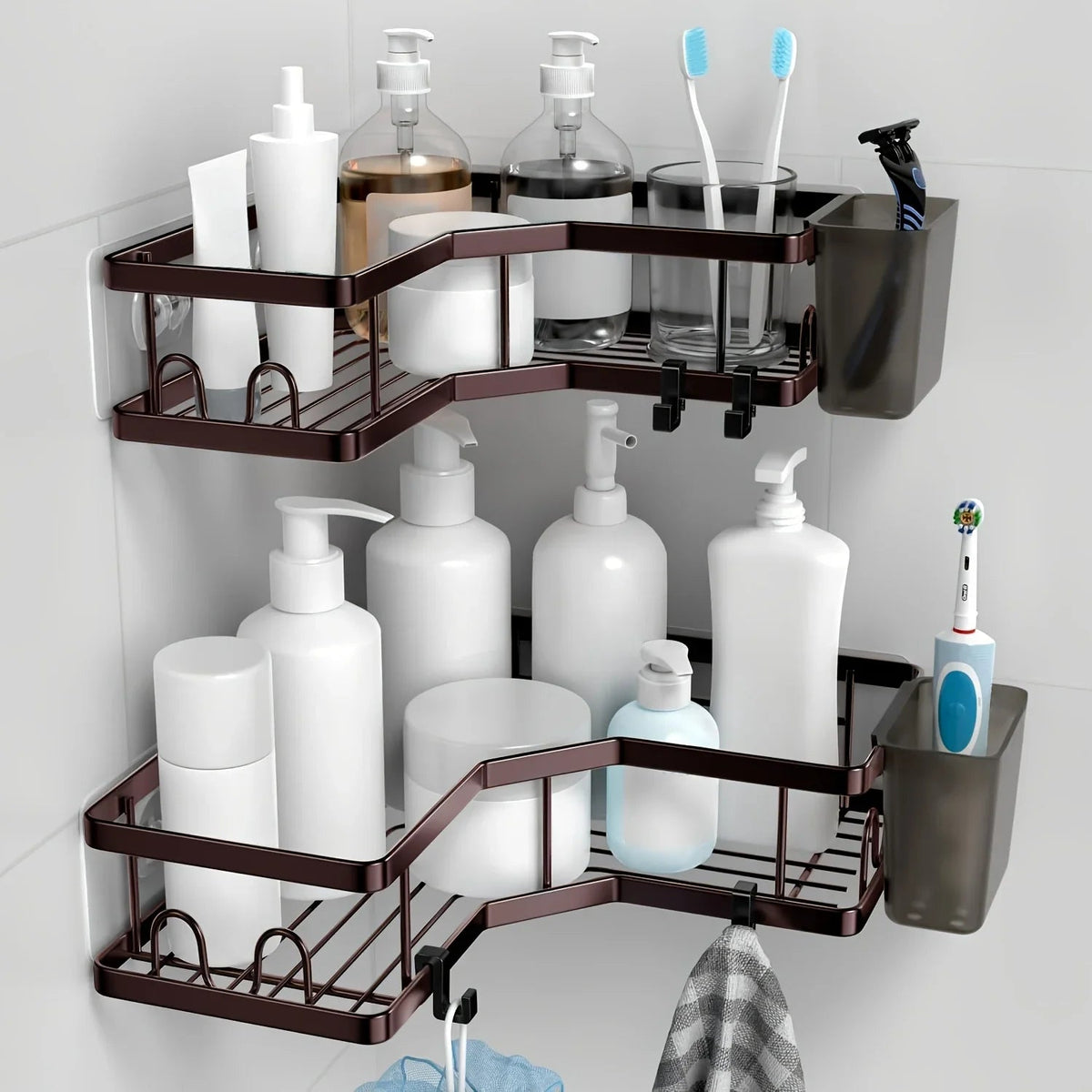 2-pack Corner Shower Stainless Steel Organizer - House Of Avana [[SKU:HOA-BAT-024]]