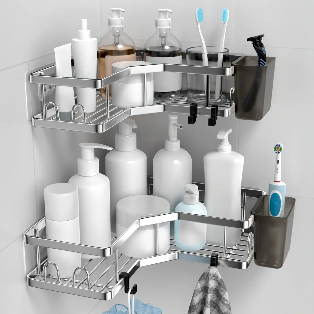 2-pack Corner Shower Stainless Steel Organizer - House Of Avana