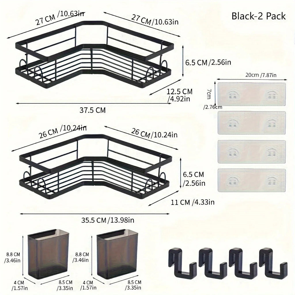 2-pack Corner Shower Stainless Steel Organizer - House Of Avana [[SKU:HOA-BAT-024]]