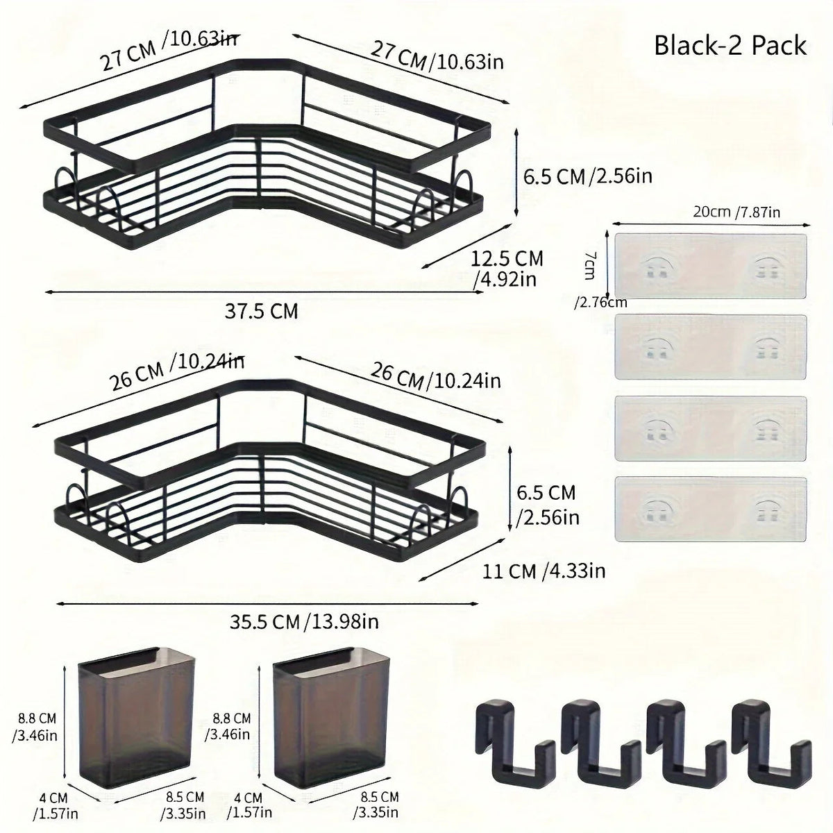2-pack Corner Shower Stainless Steel Organizer - House Of Avana [[SKU:HOA-BAT-024]]