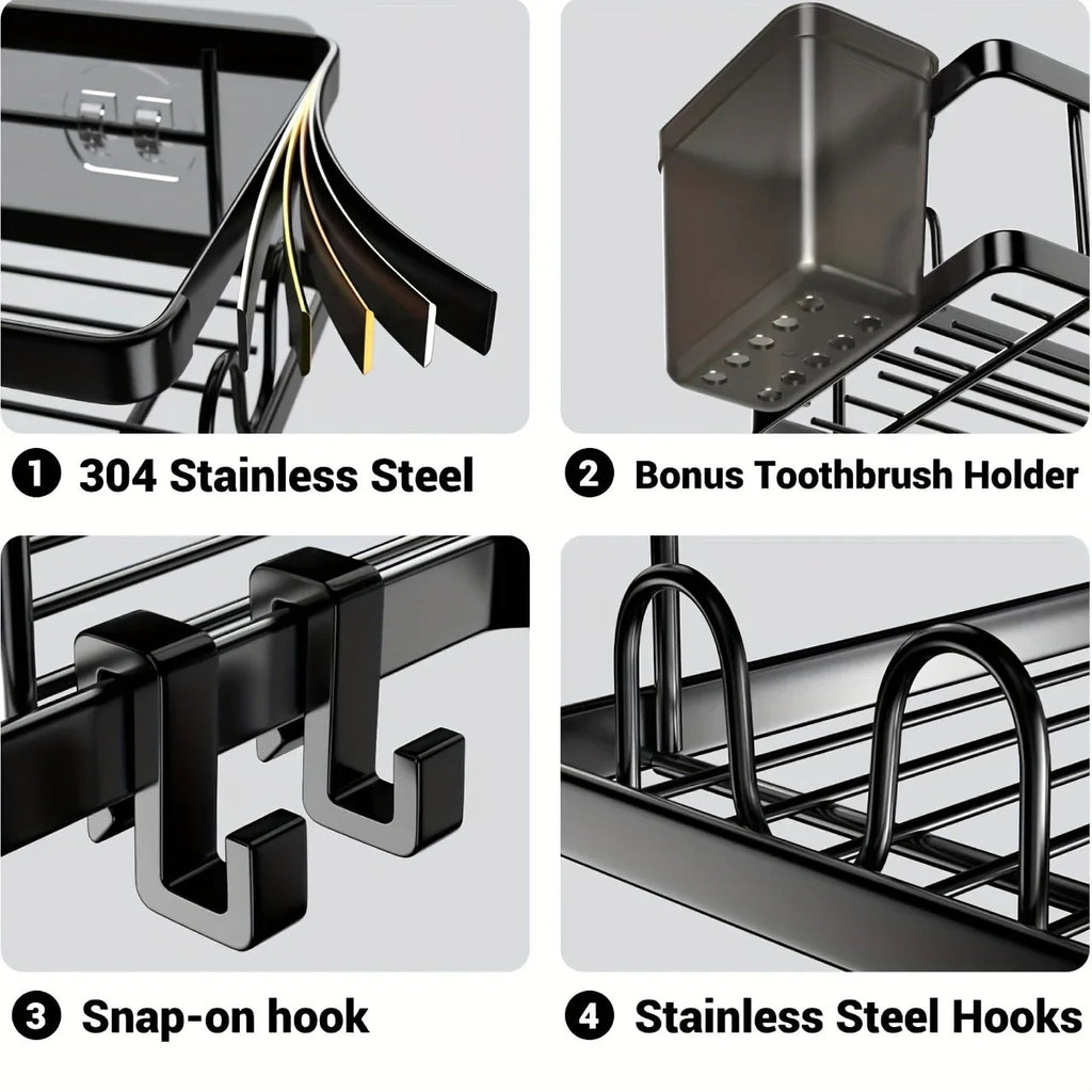 2-pack Corner Shower Stainless Steel Organizer - House Of Avana [[SKU:HOA-BAT-024]]